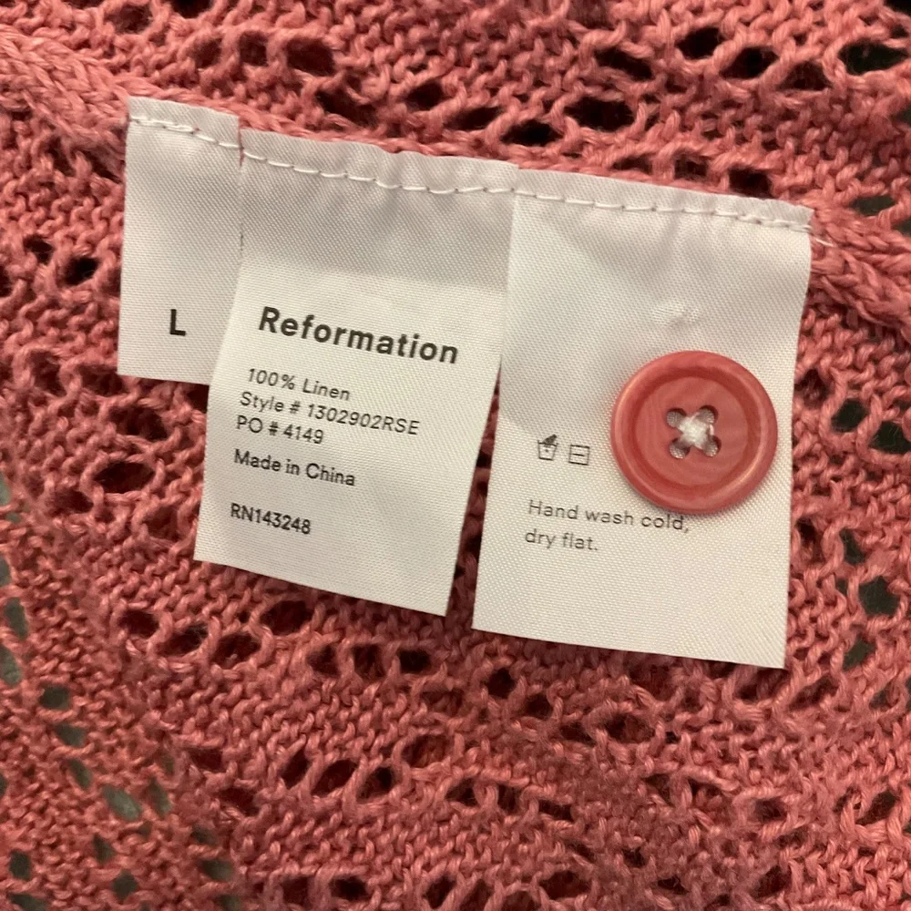 Reformation Linen 2pc Set  Aubree Dress @ Cardi Mini matching crochet cardigan L
